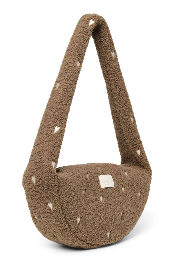 Studio Noos Teddy-Tasche Braun mit Herzen, 39 x 20 x 11 cm