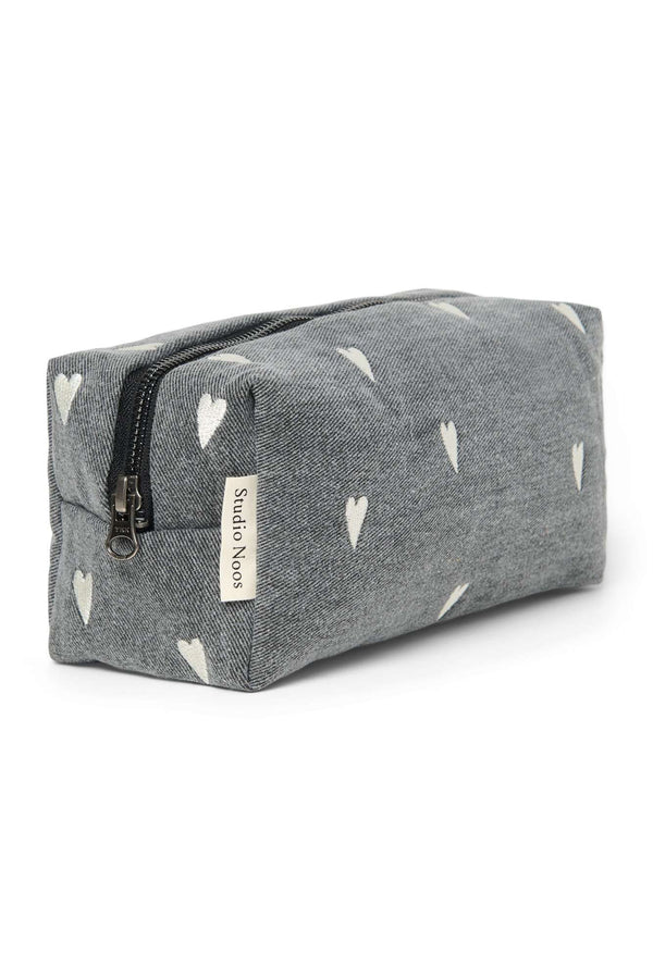 Studio Noos Denim Pouch Grey Hearts aus 100 % Baumwolle
