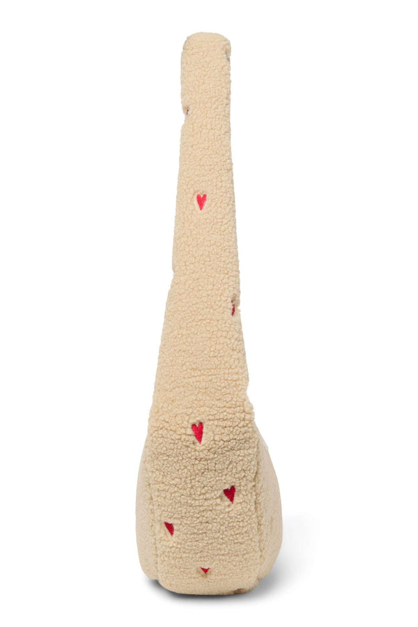 Studio Noos Ecru Teddy Hearts Bag, 39 x 20 x 11 cm