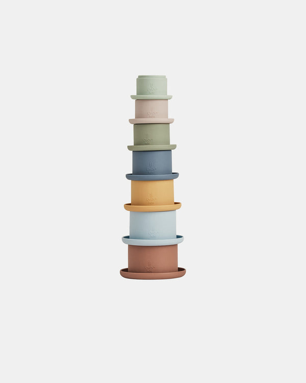 Stacking tower cup Tawa caramel/blue