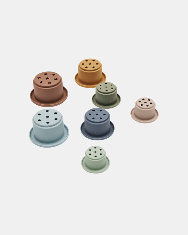 Stacking tower cup Tawa caramel/blue