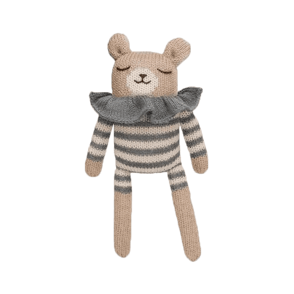 Main Sauvage Strickspielzeug Teddy Slate Striped Romper | Kuscheltier | Beluga Kids