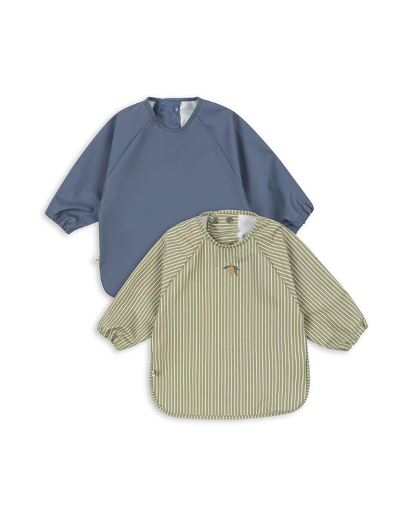 2-Pack Bib with Sleeves Tea Stripe / Flint Stone