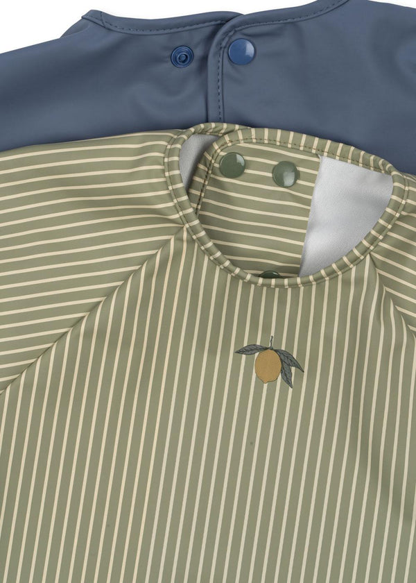 2-Pack Bib with Sleeves Tea Stripe / Flint Stone
