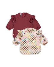 2-Pack Bib with Sleeves Coeur Glitter / Sangria