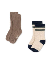 2-Pack Ribbed Socks Navy Stripe