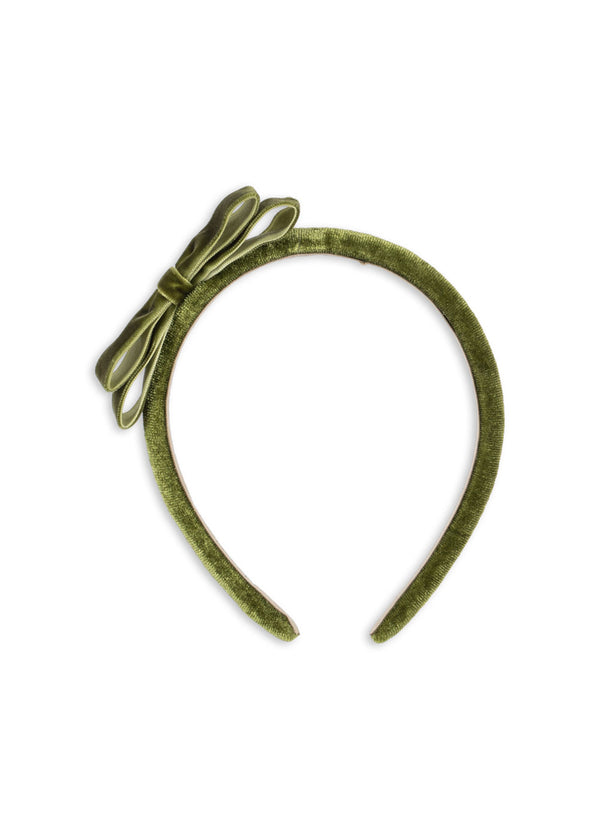 Velvet Bow Headband Green