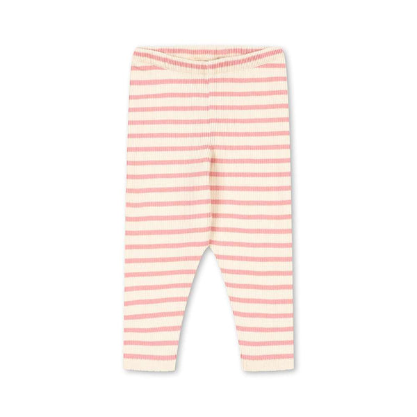Konges Sløjd Leggings Buma Peony Butter Stripe aus GOTS-Bio-Baumwolle mit Kirschstickerei