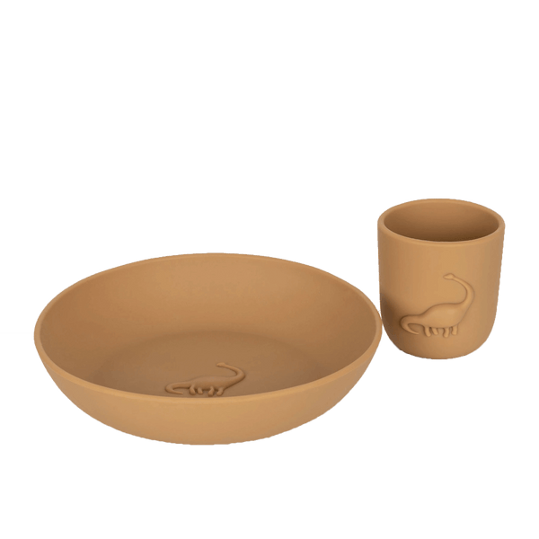 Dino bowl and mug set Almond