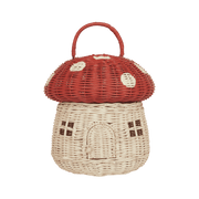Rattan Basket Mushroom Red